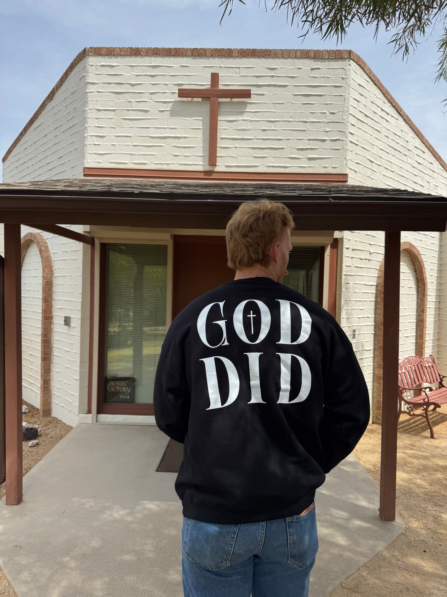 Jet Black “GOD DID” Crewneck Sweater