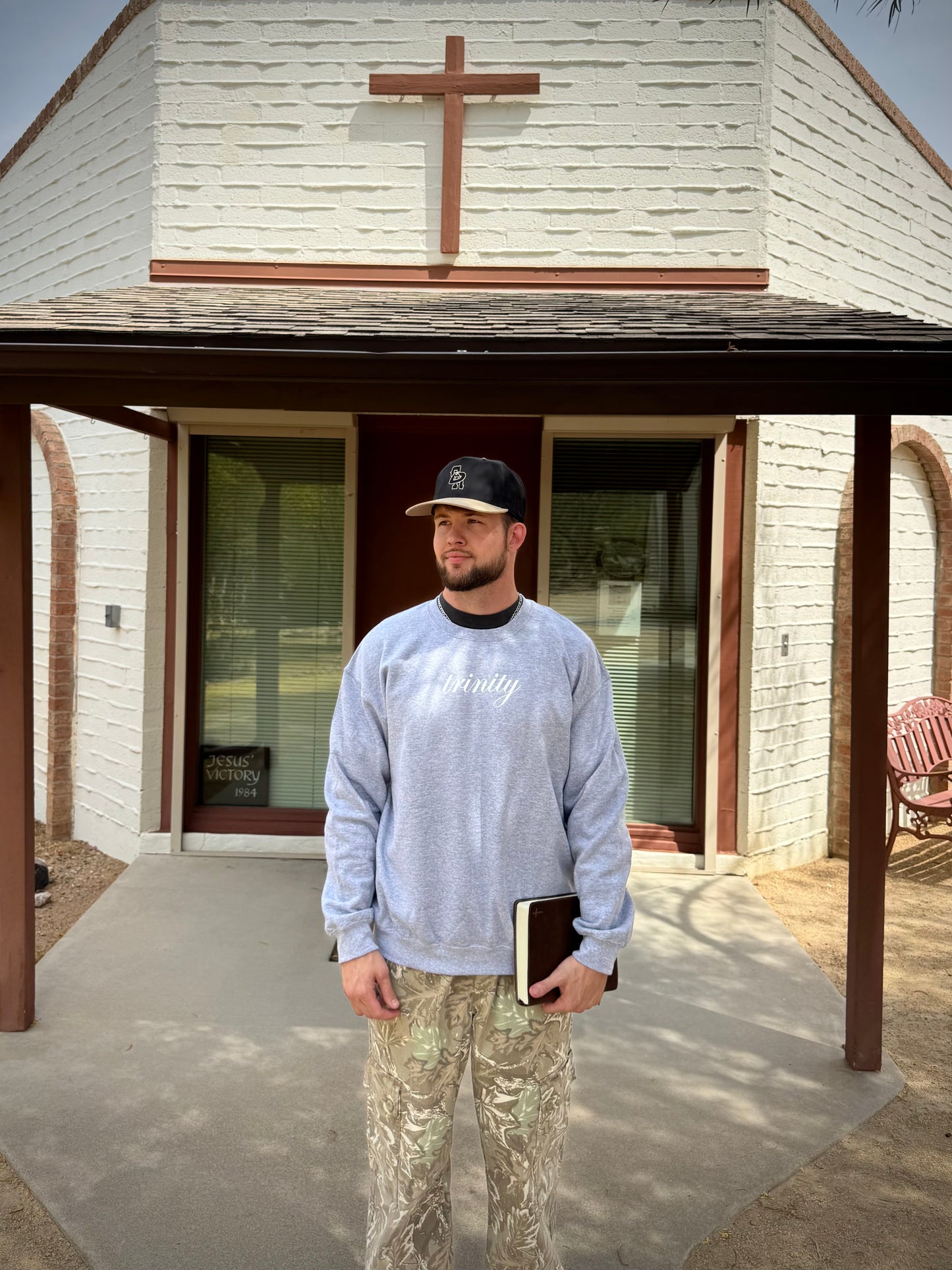 Sport Gray “GOD DID” Crewneck Sweater