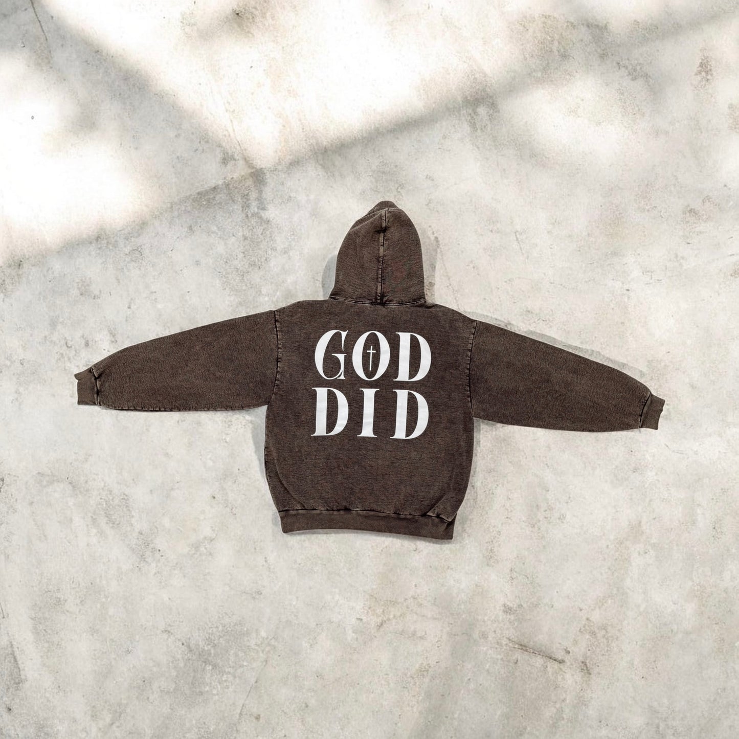 Washed Cocoa “GOD DID” Hoodie
