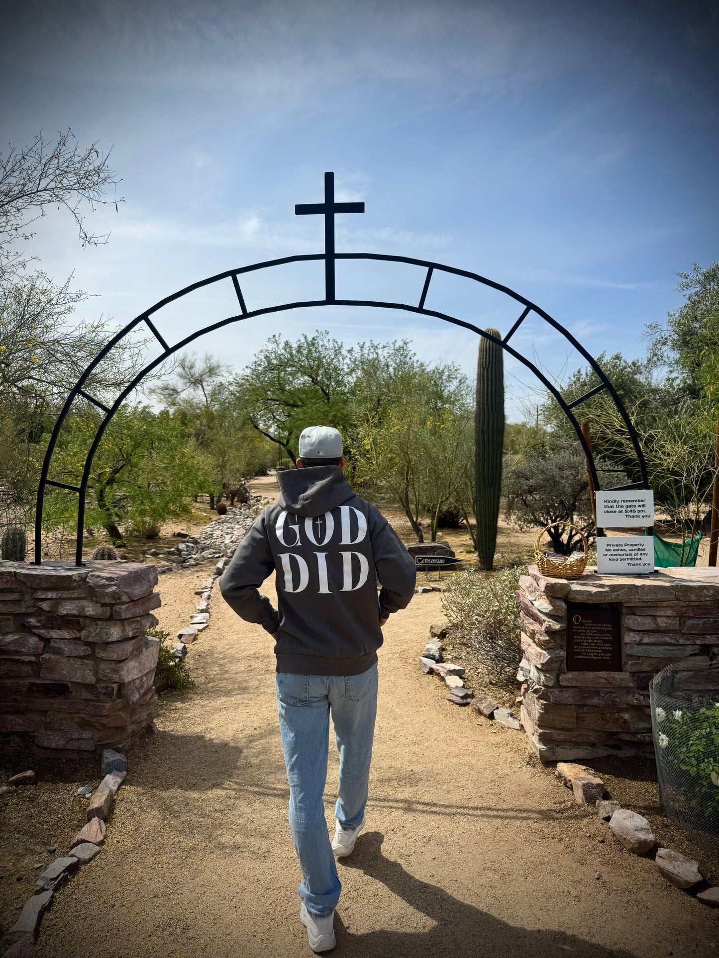 Vintage Gray “GOD DID” Hoodie