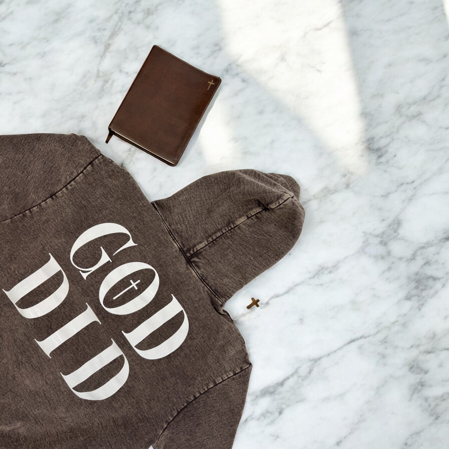 Washed Cocoa “GOD DID” Hoodie