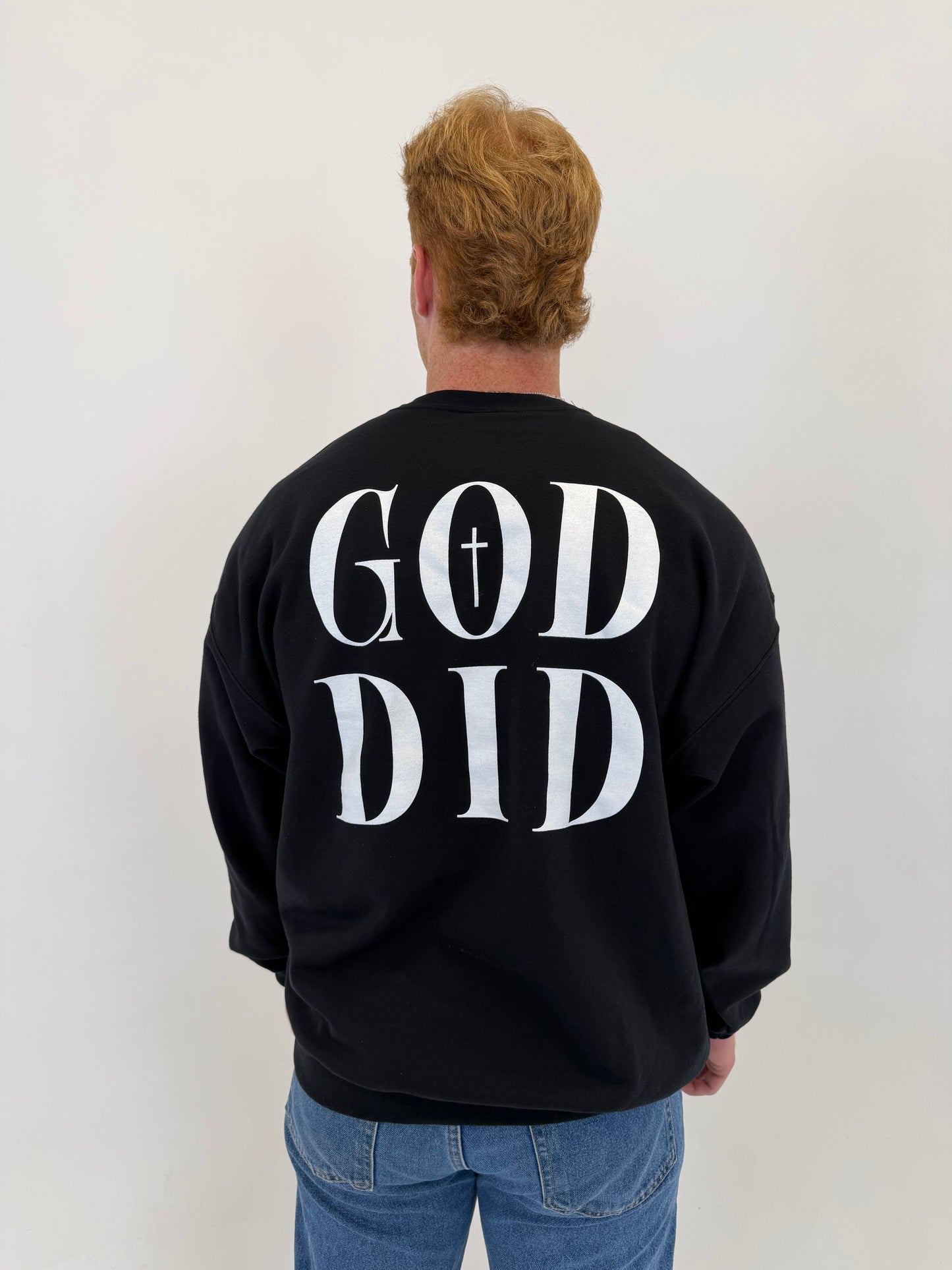 Jet Black “GOD DID” Crewneck Sweater