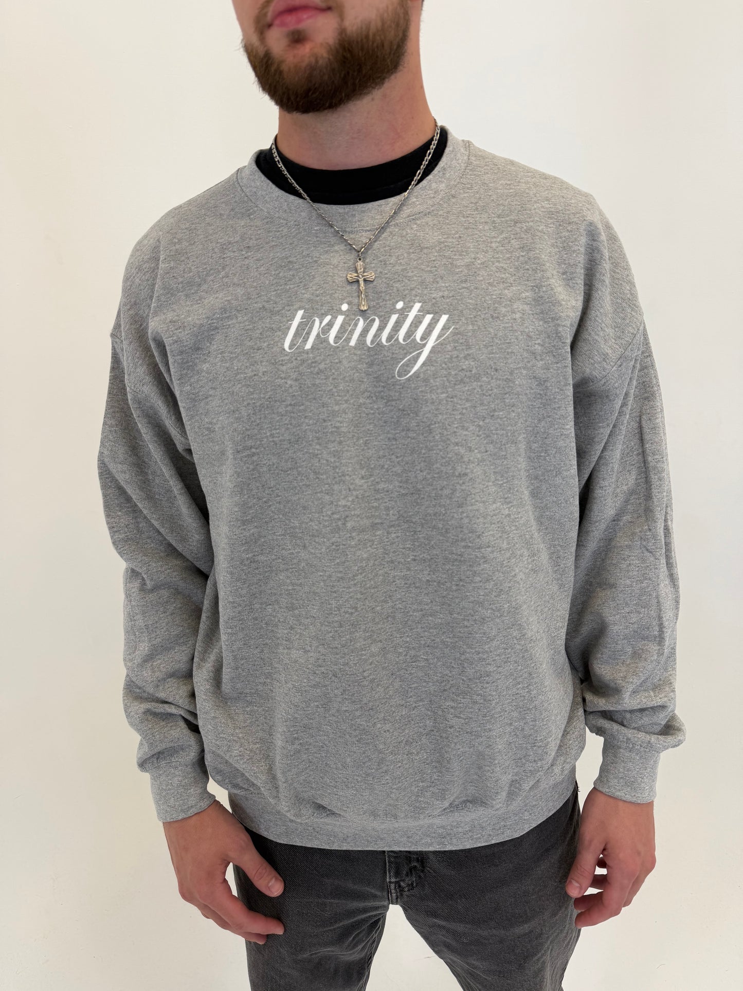 Sport Gray “GOD DID” Crewneck Sweater