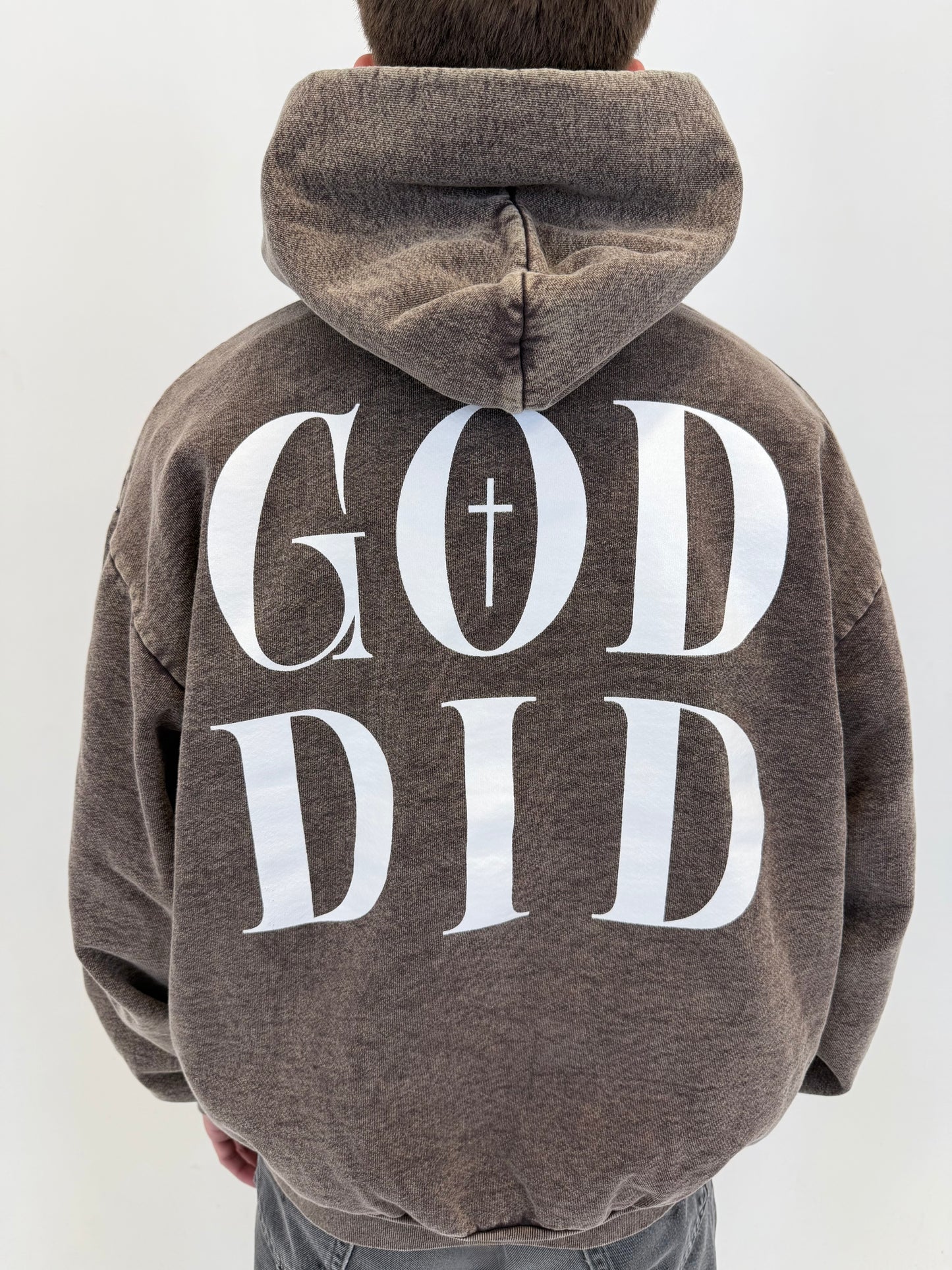 Washed Cocoa “GOD DID” Hoodie