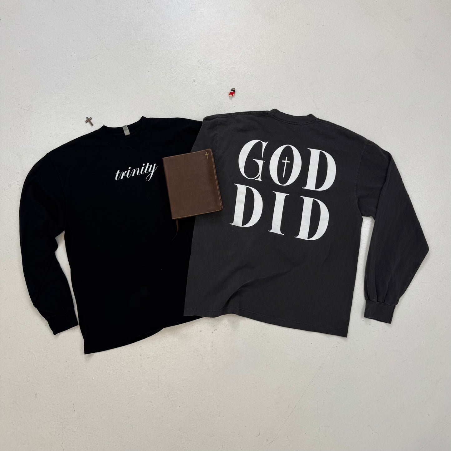 Vintage Gray “GOD DID” Long Sleeve T-Shirt