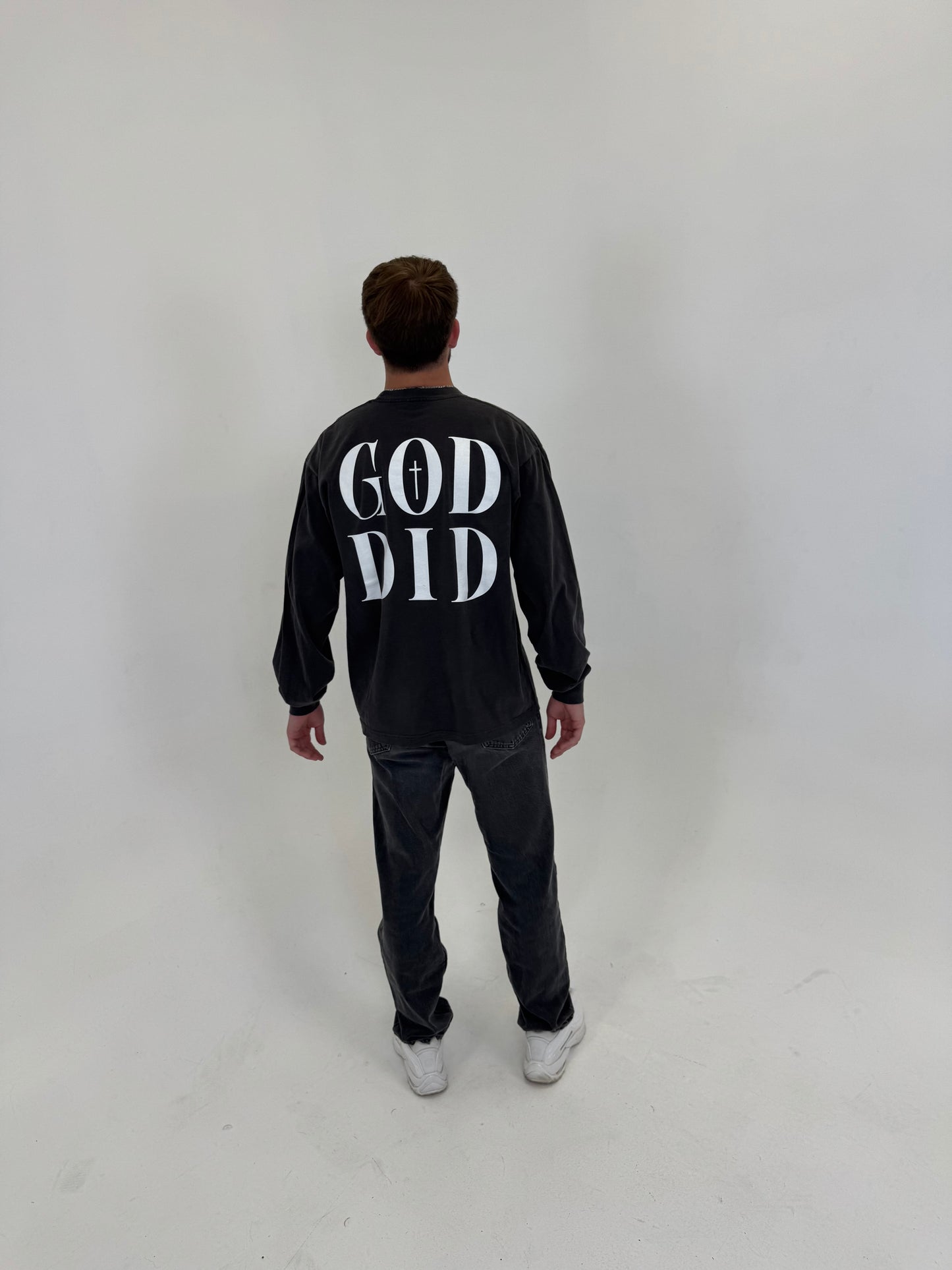 Vintage Gray “GOD DID” Long Sleeve T-Shirt