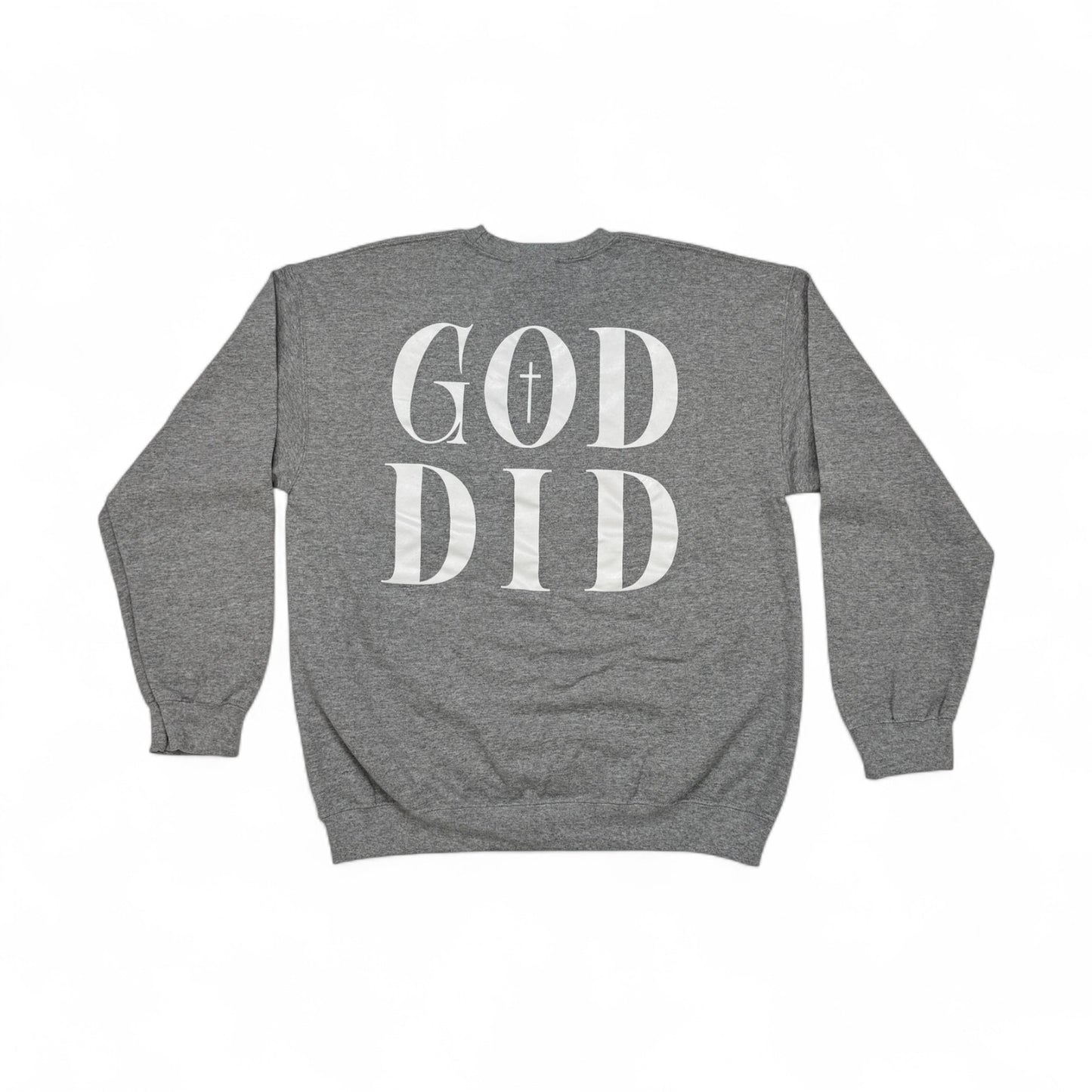 Sport Gray “GOD DID” Crewneck Sweater
